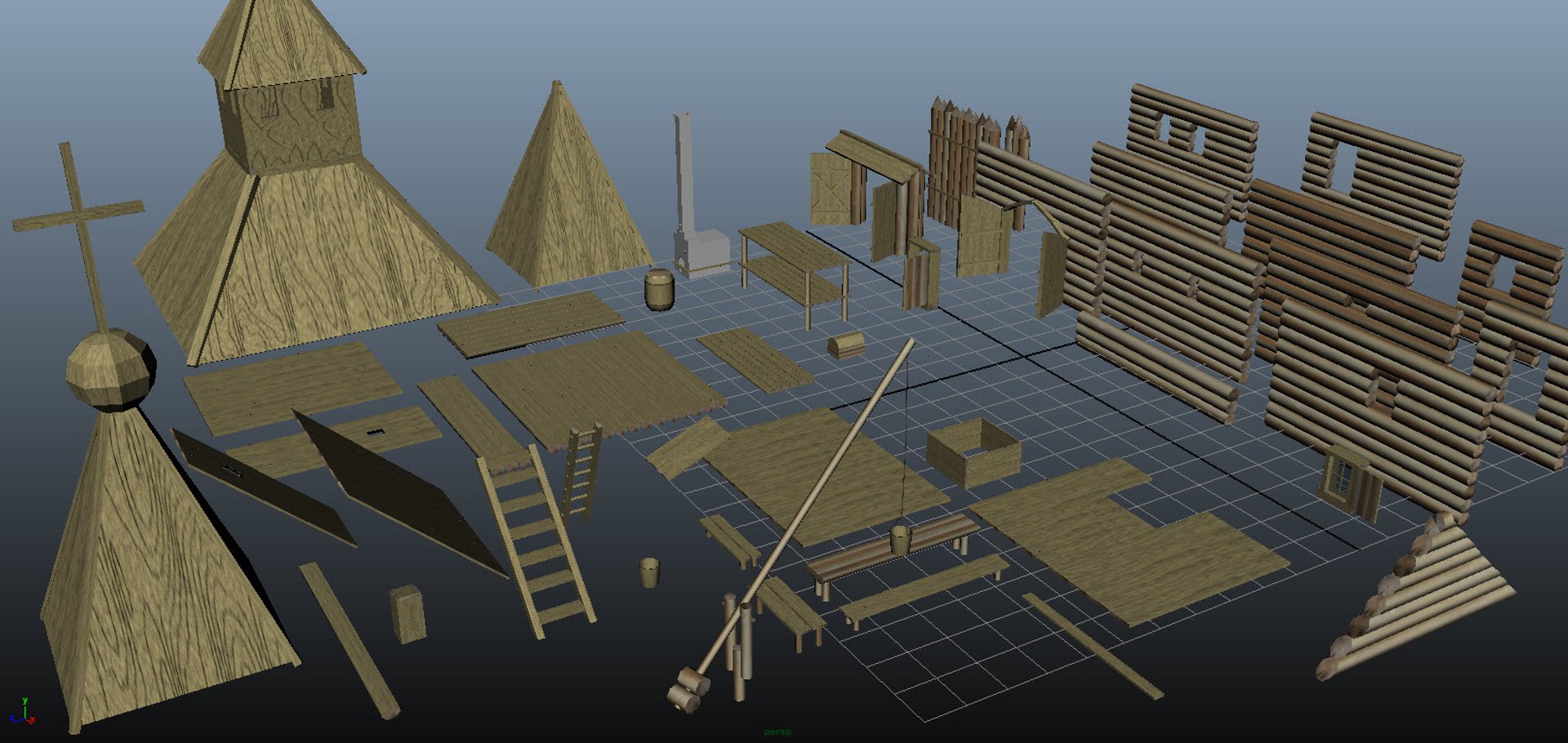 wooden pack wall fbx
