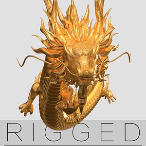 Gold Dragon rigged  V3  HD