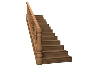 stairs wooden 3D