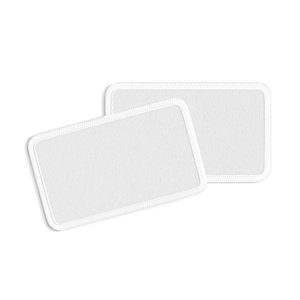 White Rectangular Embroidered Patch Stack - lying embroidery rectangle badge pair
