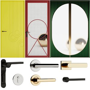 Set Modern Door 02 3D model