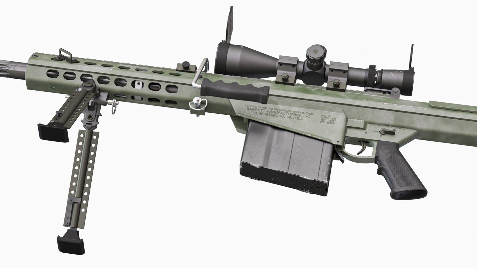 Tactical Sniper Rifle Barrett M107 With Scope 3D Model - TurboSquid 2382530