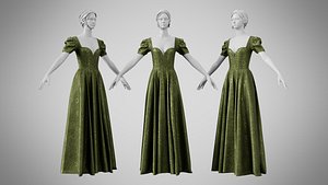 Dress 07 Olive Velvet With Design