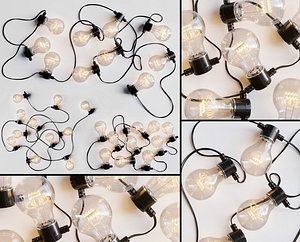 Garland And Bulb String 1 3D model