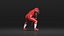 Black Man American Football Player Crouching Red Uniform