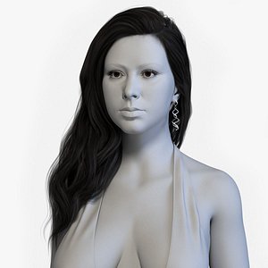 Realistic Long Brunette Female Hairstyle 3D