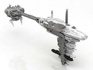 3D model scifi frigate spacecraft spaceship