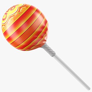 3D Orange Lollipop Wrapped model