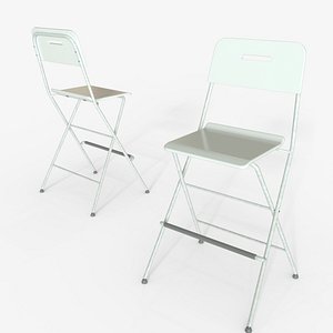 white Steel Folding Bar Chair 3D model