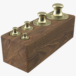 Vintage Balance Scale Weights in Wooden Box