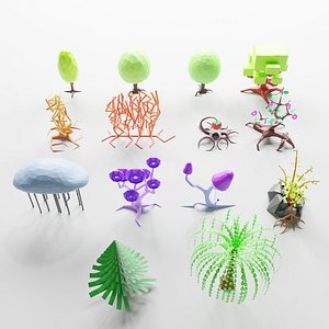 3D Mystical low poly trees