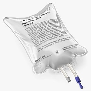 Baxter Sodium Chloride Injection IV Bag 500ml 3D model