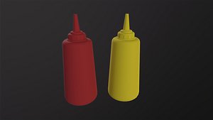 Ketchup and mustard bottles 3D model