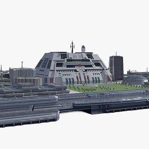 futuristic city center platform 3D model