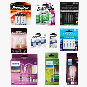 3D Battery and Lamb 10 in 1 model