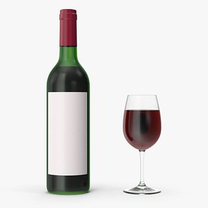 3D model Wine Bottle With Glass