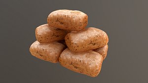 3D Bread Roll AR VR PBR  Lowpoly with game ready 3d Model model