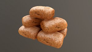 Bread Roll AR VR PBR Lowpoly with game ready 3d Model