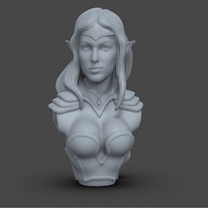 Elf Woman Bust 3D model