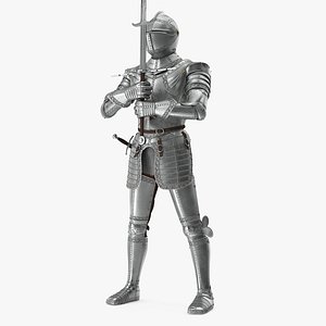 3D polished medieval knight plate armor model