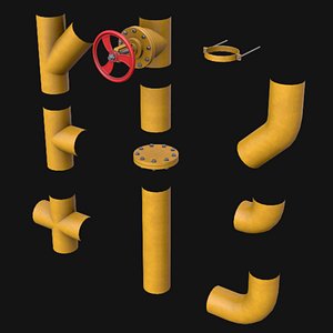 Modular Industrial Pipes Game Ready PBR