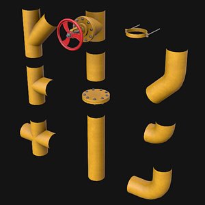 Modular Industrial Pipes Game Ready PBR