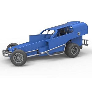 3D Vintage Dirt Modified stock car Version 2 while turning Scale 1 to 25