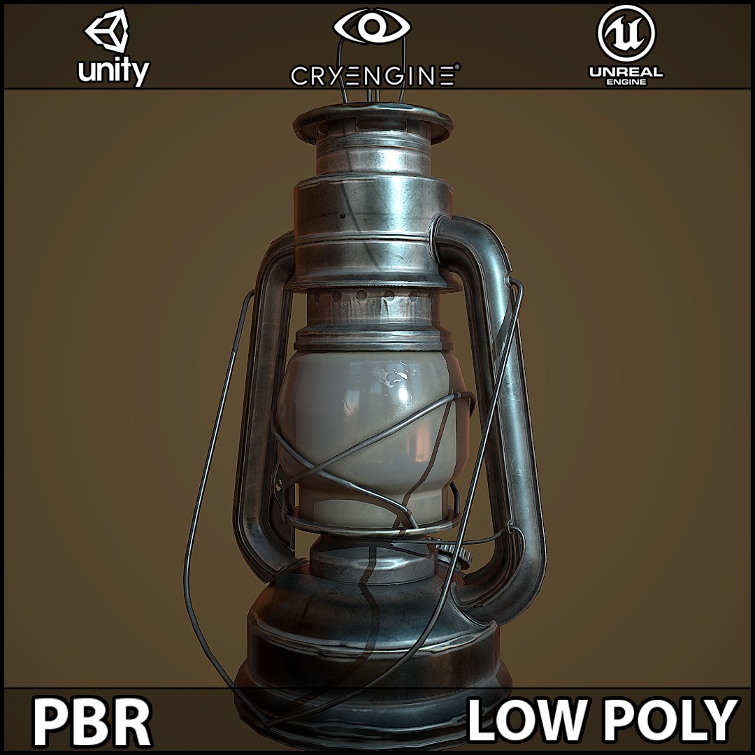 3D model Old Lamp Kerosene - 5 Texture Sets - PBR - Game Ready VR / AR /  low-poly