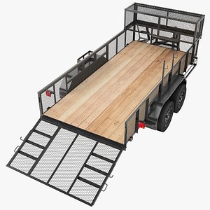 3D Landscape Pickup Truck Trailer Open 04