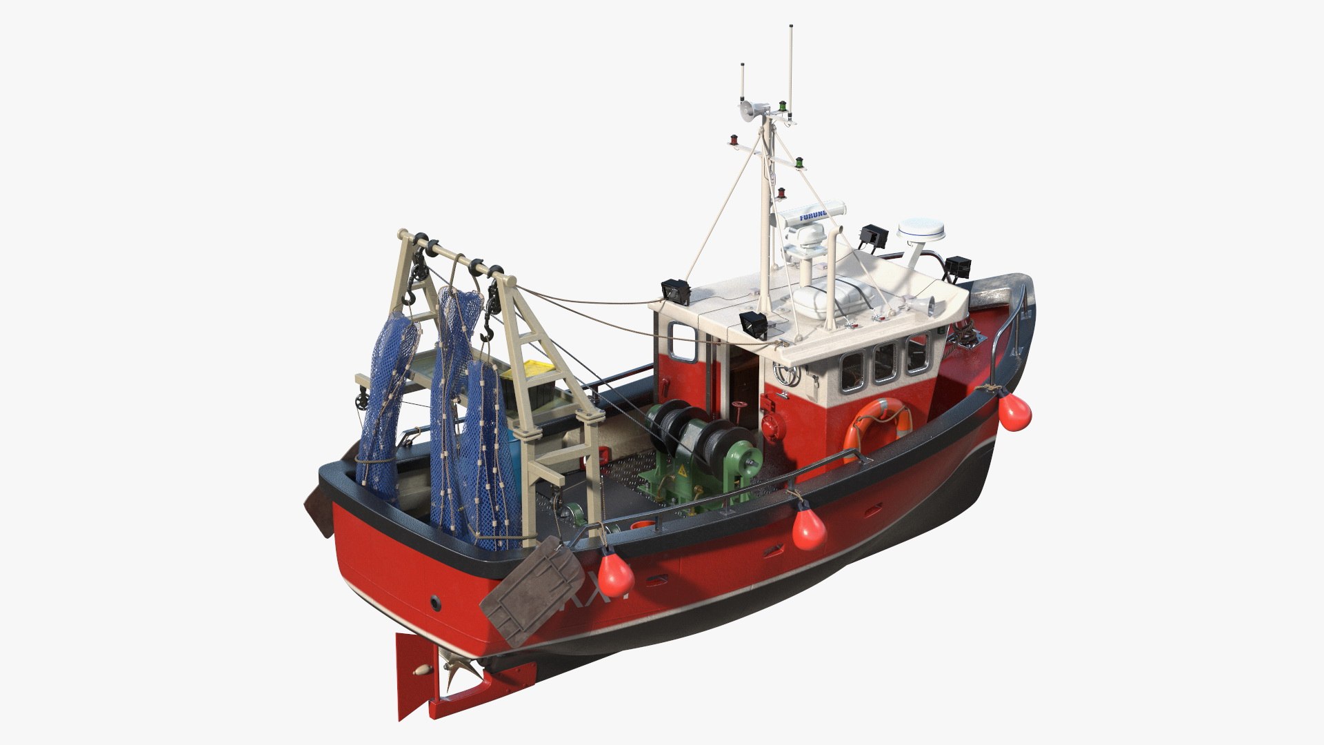 Old Cygnus GM28-38 Small Fishing Vessel 3D model preview
