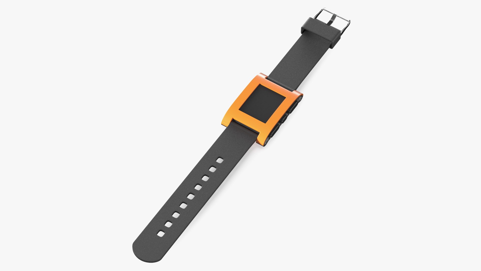 3D Turned Off Pebble Smart Watch With Strap Unbuttoned Model