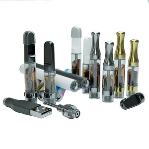 Vape Pen Cartridges 510 Thread Small Large With Battery 3D model