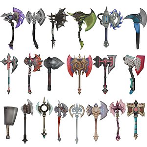 3D 20 STYLIZED AXE MODELS PACK 1 - LOW POLY