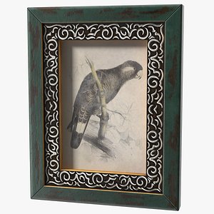 3D Old Wooden Frame with Ornament
