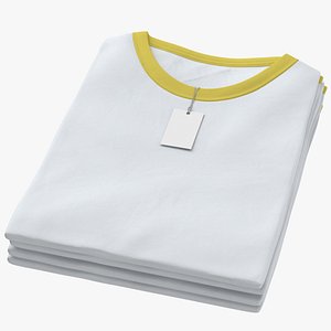 Female Crew Neck Folded Stacked With Tag White and Yellow 01 model