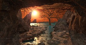 environment sunset river 3D model