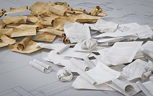 56 Crumpled Debris Paper Pack 3D model