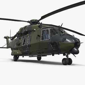 Military Transport Helicopter Green Camo with Interior Rigged for Maya 3D model