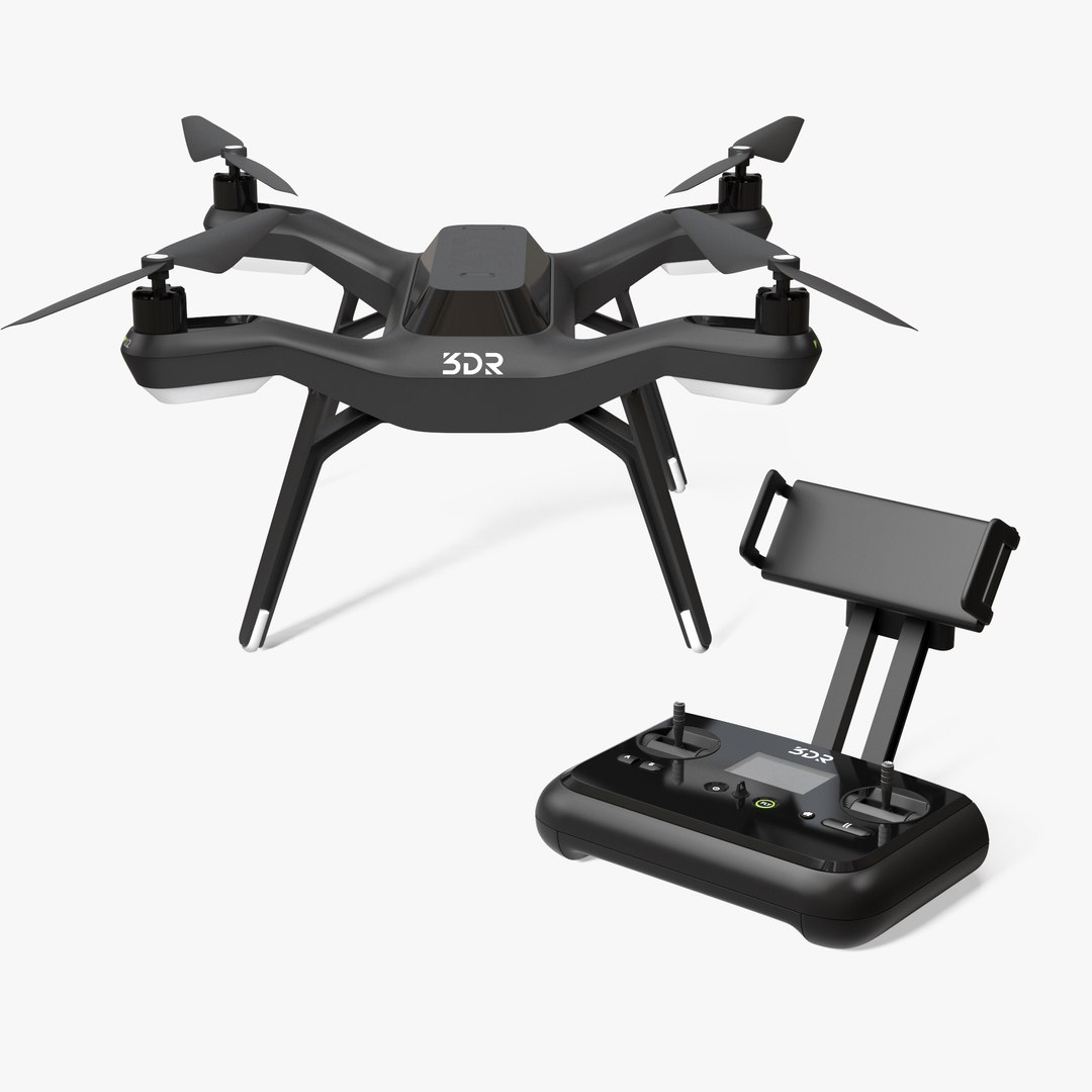 3DR Solo Drone Quadcopter Set 3D model for aviation visualization, airport scenes, simulation, animation, and cinematic rendering