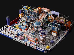 Cartoon Kids Indoor Soft Play Park 3D Model