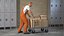 Worker with Platform Trolley Two Railing Cardboard Boxes Rigged Fur for Cinema 4D 3D