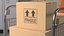 Worker with Platform Trolley Two Railing Cardboard Boxes Rigged Fur for Cinema 4D 3D