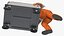 Worker with Platform Trolley Two Railing Cardboard Boxes Rigged Fur for Cinema 4D 3D
