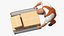 Worker with Platform Trolley Two Railing Cardboard Boxes Rigged Fur for Cinema 4D 3D