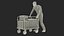 Worker with Platform Trolley Two Railing Cardboard Boxes Rigged Fur for Cinema 4D 3D