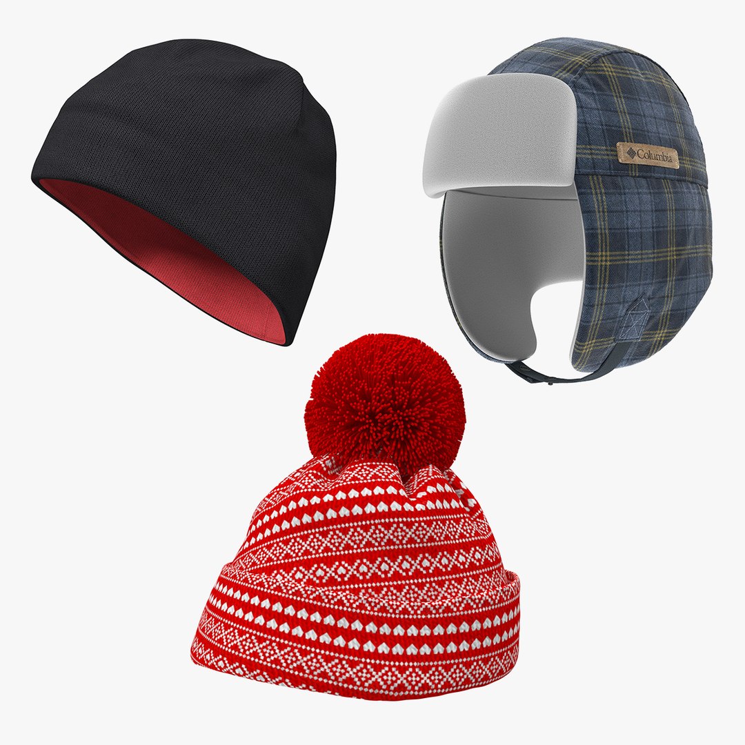 Winter Hats Collection 3D model preview