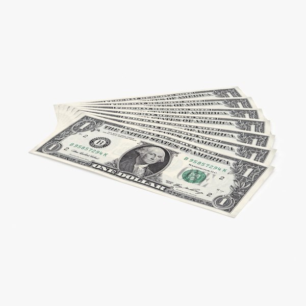 3d model 1 dollar bill fanned