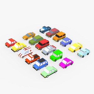 17 cartoon cars 3D model
