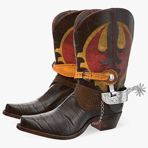 Cowboy Boots with Spurs 3D model