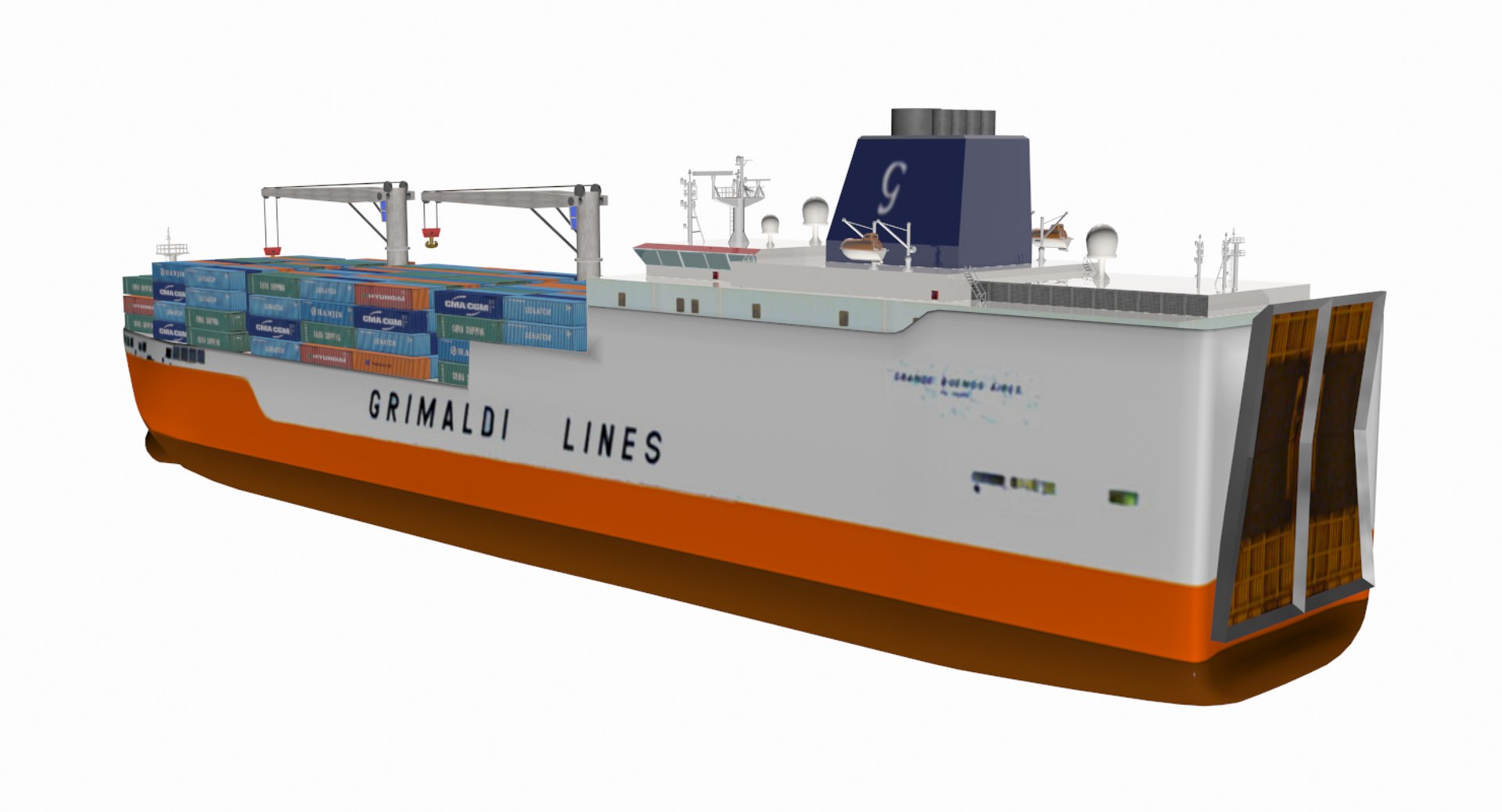 3d Grimaldi Container Ship Model